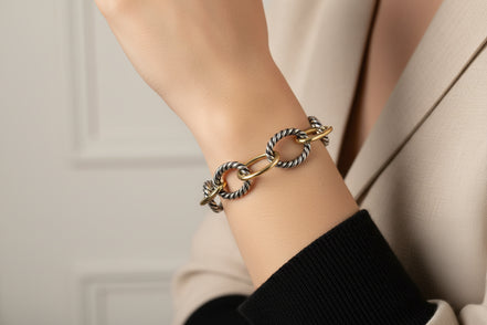 2TONE Cable Chain Link Bracelet  #R5B14_2TONE