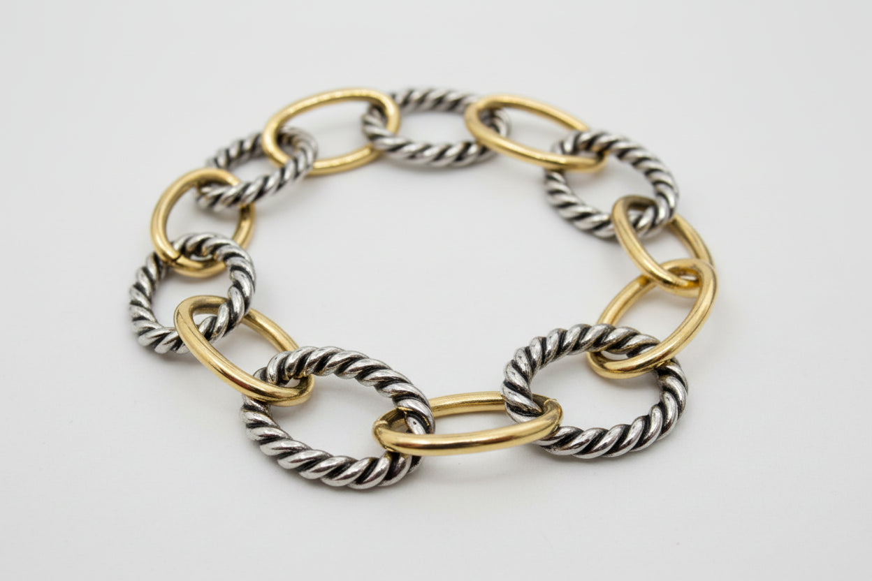 2TONE Cable Chain Link Bracelet  #R5B14_2TONE