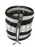 Black and Silver Seed Beaded Cuff Bracelet 