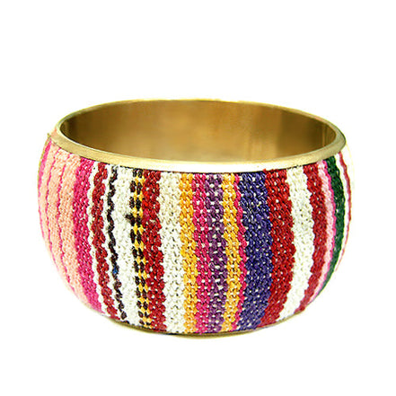 MULTI COLOR ETHNIC KNITTED COLORFUL STRIPES THICK BRACELET  #RB84151 (QH4)