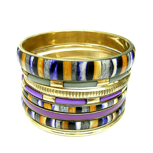GOLD PURPLE BANGLE SET  #RB84639 (QG4)