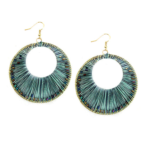 LIGHT BLUE ROUND STRING EARRINGS  #RE82080 (QH7)