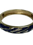 Navy and Gold Hinged Bracelet with Crystals