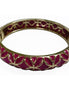 Fuschia Hinged Bracelet with Gold Pattern