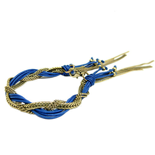 GOLD-BLUE  CHARM BRACELETS  #SB28905_GLD-BLU (EG7)