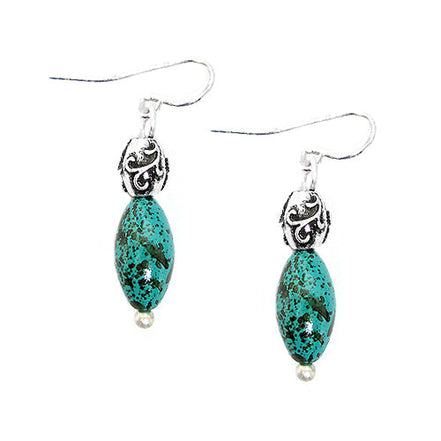 SILVER TURQUOISE METAL EARRINGS  #SE29439-1_S-TURQ (DC6)