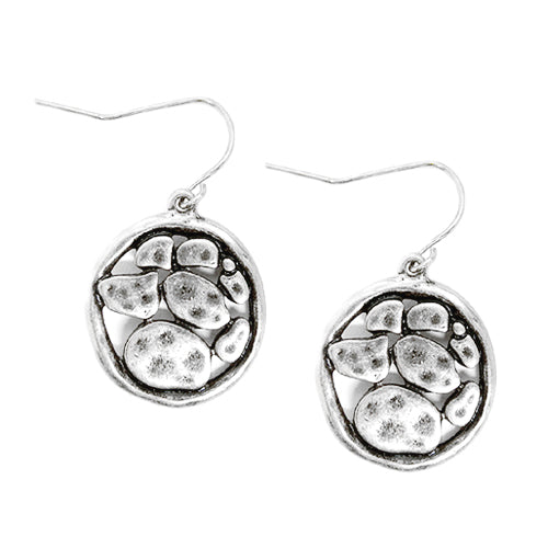 SILVER TEXTURED DONUT EARRINGS  #SE29855-1_SILVER (AA8)