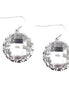 SILVER-BLACK CLEAR RHINESTONE ACCENT ROUND DANGLE EARRINGS  #SE30069_S-BLACK (FB11)