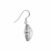 SILVER-BLACK CLEAR RHINESTONE ACCENT ROUND DANGLE EARRINGS  #SE30069_S-BLACK (FB11)