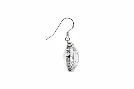 SILVER-BLACK CLEAR RHINESTONE ACCENT ROUND DANGLE EARRINGS  #SE30069_S-BLACK (FB11)