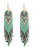 Turquoise, Black, and White Bohemian Seed Bead Long Tassel Earrings #SH-ER-1198(TD19)