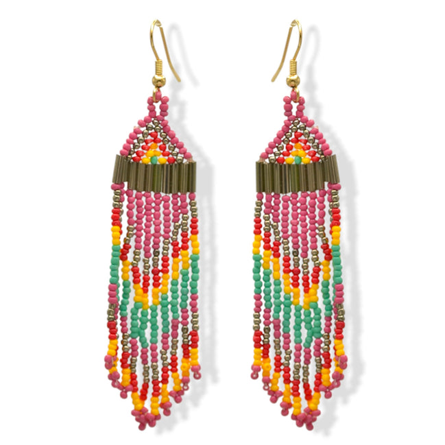 Multi-color Bohemian Seed Bead Tassel Earrings #SH-ER-1200(TB17)