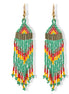 Turquoise, Coral, and Yellow Bohemian Seed Bead Long Tassel Earrings #SH-ER-1201(TD18)
