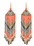 Orange, Black, White, and Gold Bohemian Seed Bead Long Tassel Earrings #SH-ER-1207(TD17)