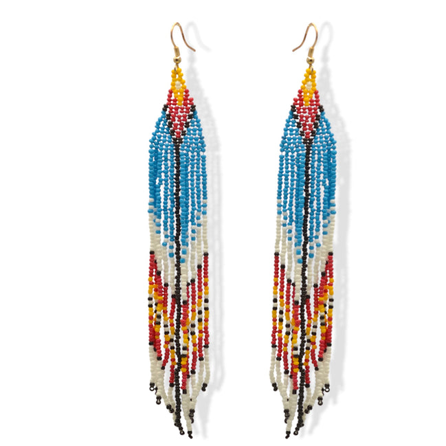Multi-color Bohemian Seed Bead Long Tassel Earrings #SH-ER-1208(OG25)