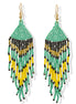 Turquoise, Black, Yellow, and Gold Bohemian Seed Bead Long Tassel Earrings #SH-ER-1211(TE14)