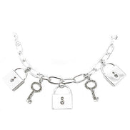 SILVER LOCK AND KEY CHARM BRACELET  #CB3140_SILVER (AF6)