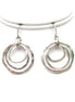 Try our geometric circle earrings. Three different size silver circles dangle from fish hook earrings, and create urban and intelligent look. Wear this metal earrings with matching necklace which is available in two different options.