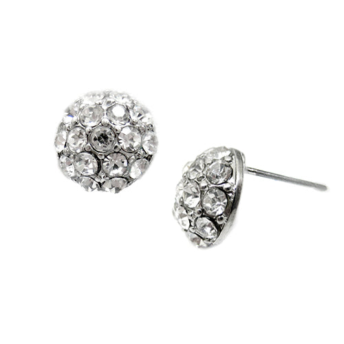SILVER 9MM STARRY FIREBALL STUD EARRINGS  #HNE3155_SILVER (GA15/SG6)