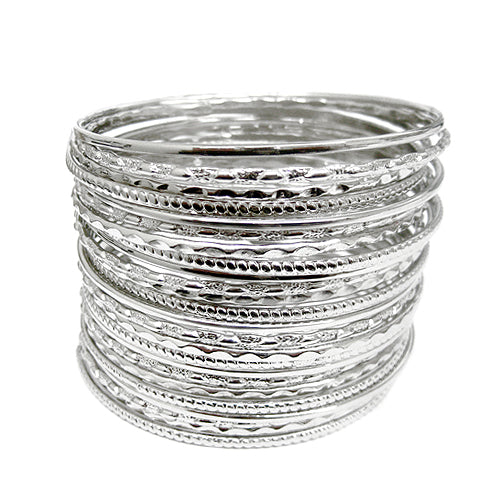 SILVER BANGLE SET  #VB13314_SILVER (B173)