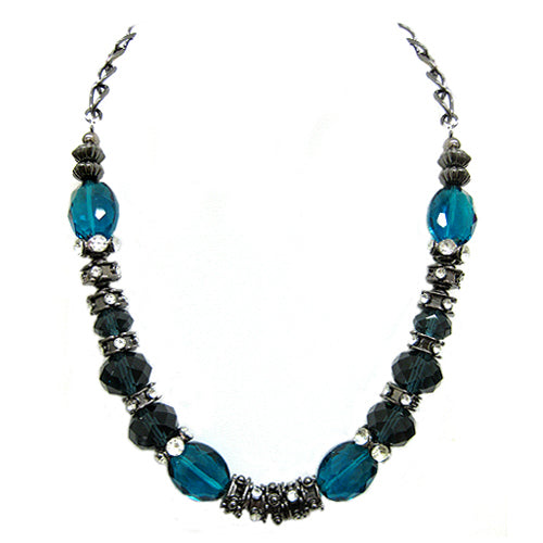 HEMATITE-BLUE NECKLACES  #HNN78097_H-BLU