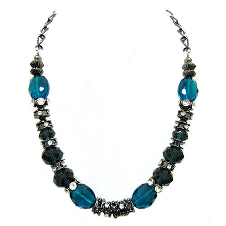 HEMATITE-BLUE NECKLACES  #HNN78097_H-BLU