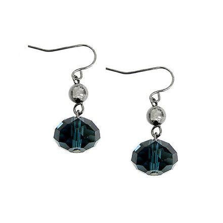 HEMATITE-BLUE SPARKLING ROCK CANDY DANGLE EARRINGS  #HNE78097_H-BLU (JD8)