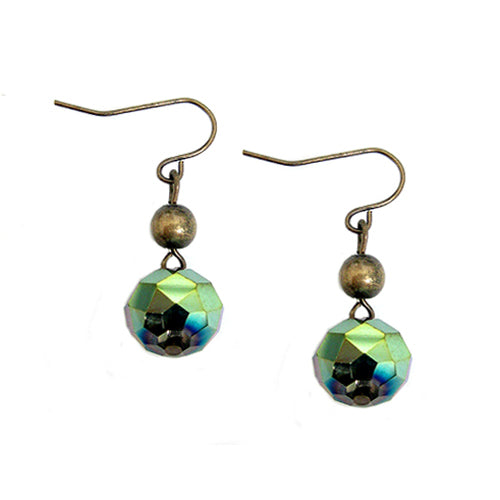 GOLD-OLIVE SPARKLING OLIVE ROCK CANDY GOLD DANGLE EARRINGS  #HNE78097_G-OLV (JC3)