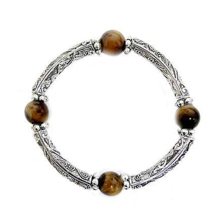 BROWN HINGED BRACELETS  #HNB77907-1_TIGER_EYE (OD12)