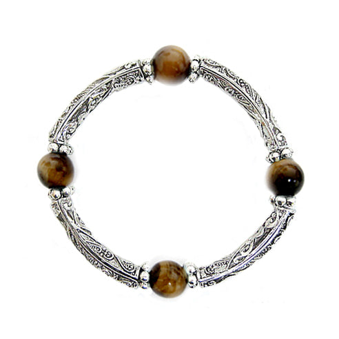 BROWN HINGED BRACELETS  #HNB77907-1_TIGER_EYE (OD12)