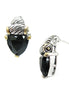 BLACK Triangle Glass Crystal Two-Tone Cable Earrings 