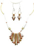 TRITONE INTRICATE TRIBAL DESIGN NECKLACE AND EARRINGS SET  #HNNE3241_3TONE (CC2)