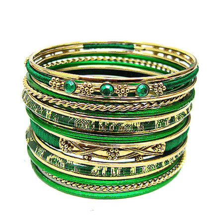 GOLD-GREEN BANGLE SET  #VB17290_GREEN (OC8/R-NH3)