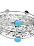 TURQUOISE ENAMEL WITH SILVER STACKABLE SET OF 8PCS BANGLES #VB17615_TURQ (OG19)