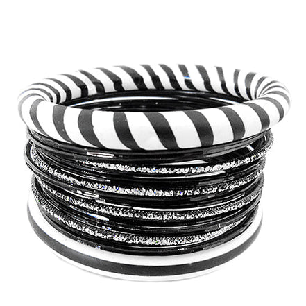 MULTI COLOR BANGLE SET  #VB17737_BLK-WHT (UH8)