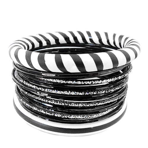 MULTI COLOR BANGLE SET  #VB17737_BLK-WHT (UH8)
