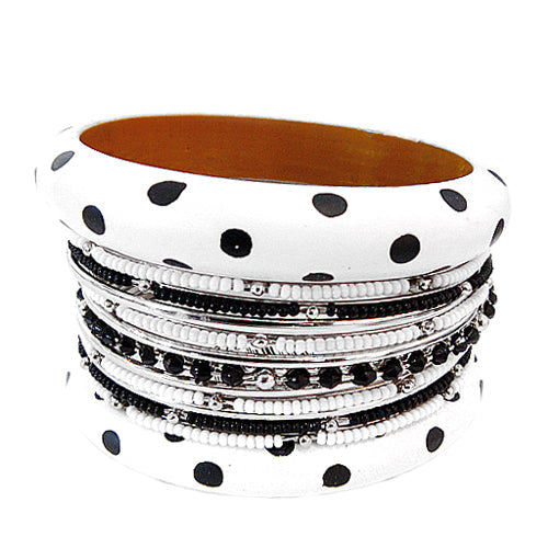 MULTI COLOR BANGLE SET  #VB17738_BLK-WHT (MH1)