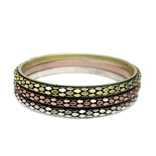 3TONE BANGLE SET  #HB1827_MULTI (KE1)
