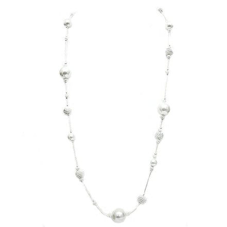 SILVER-WHITE NECKLACE  #SC25125_SIL-WHT