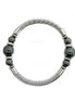 RHODIUM-HEMATITE HEMATITE PEARL CABLE STRETCH BRACELET  #SB15142_ROD-HEM (BC14)