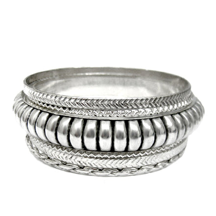 SILVER BANGLE SET  #RB74741-1_SILVER (UD9)