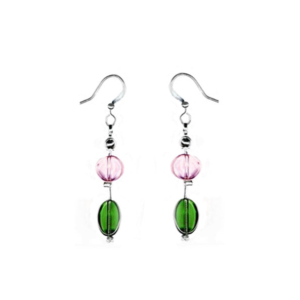 MULTI COLOR PASTEL GLASS BEADS STATION EARRINGS  #SE21702X_PASTEL (DE1)