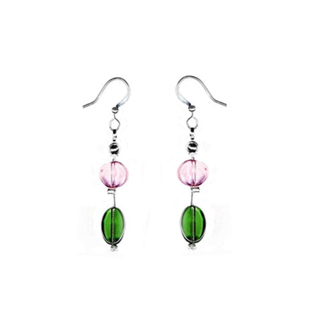 MULTI COLOR PASTEL GLASS BEADS STATION EARRINGS  #SE21702X_PASTEL (DE1)