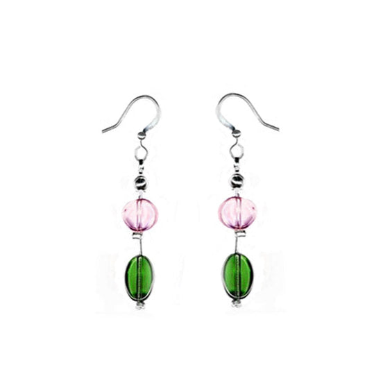 MULTI COLOR PASTEL GLASS BEADS STATION EARRINGS  #SE21702X_PASTEL (DE1)